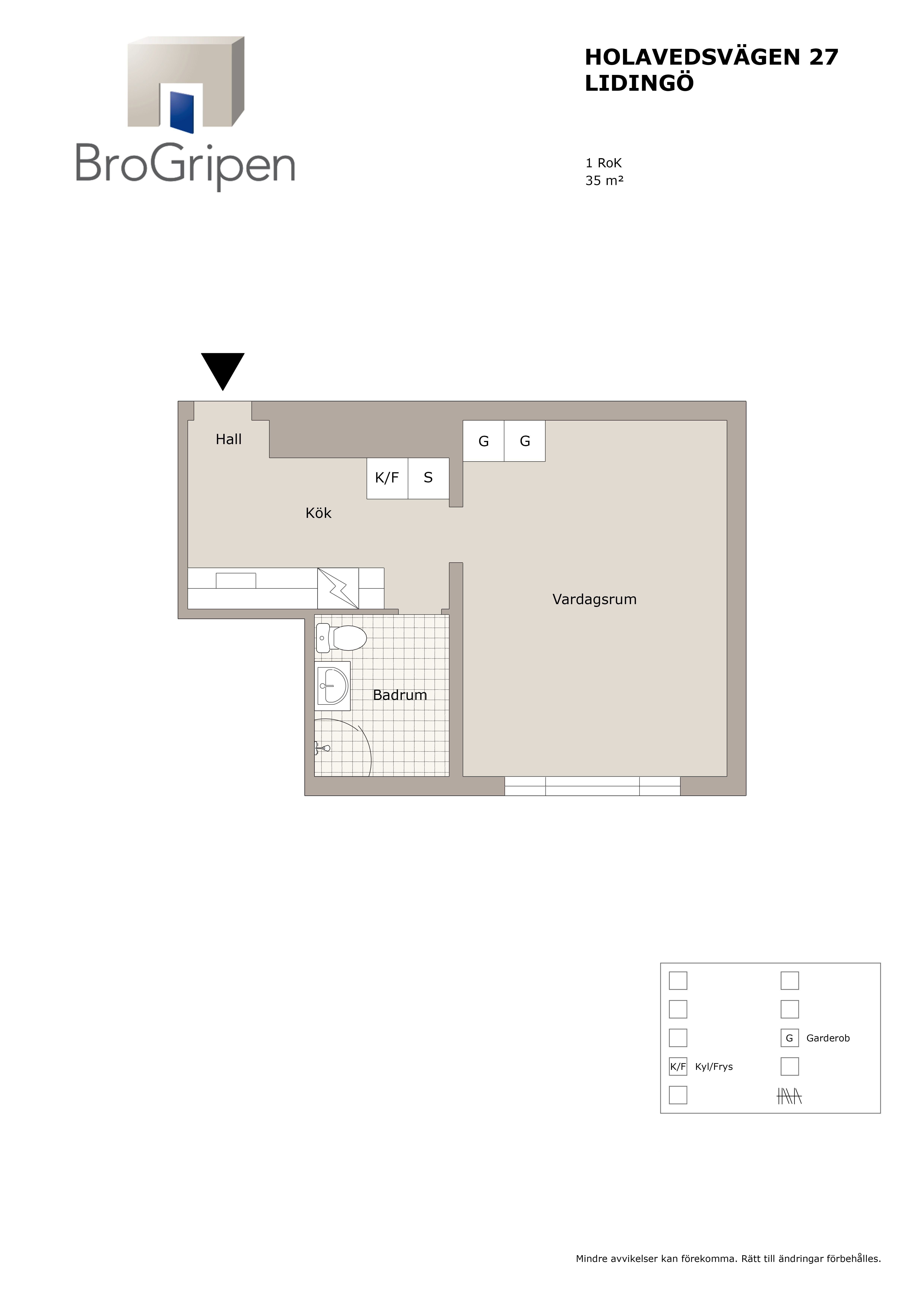 Lägenhet, 1 rooms, 35 sqm, Lidingö