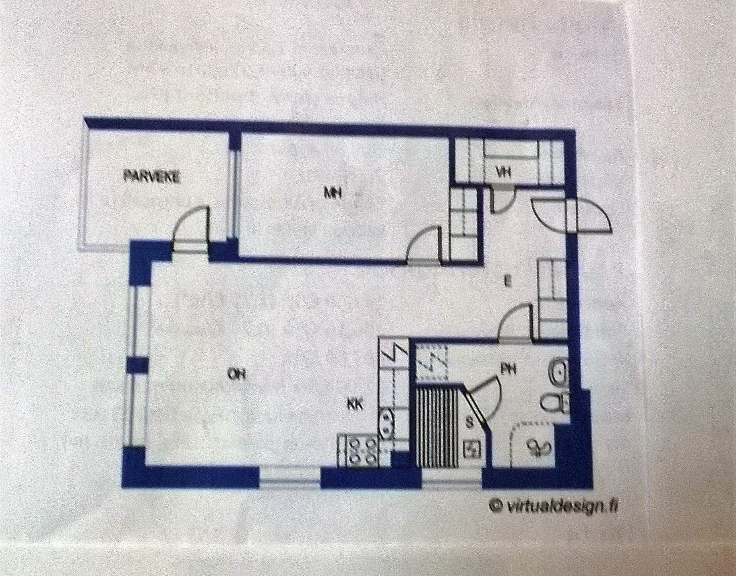 Oulun Alppilassa 2h+kk+sauna+parveke 50 m2 1
