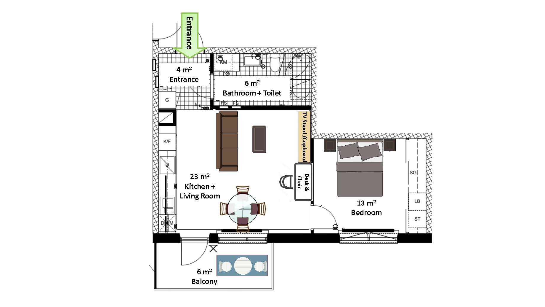 Lägenhet, 2 rooms, 46 sqm, Täby
