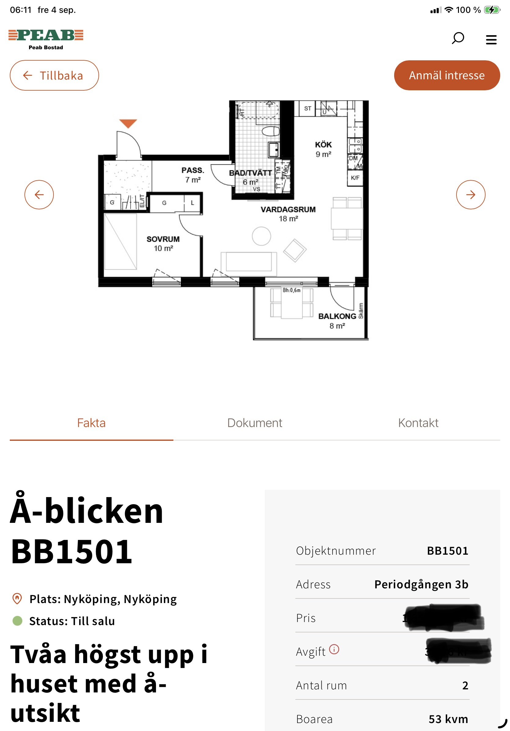 Lägenhet, 2 rooms, 53 sqm, Nyköping