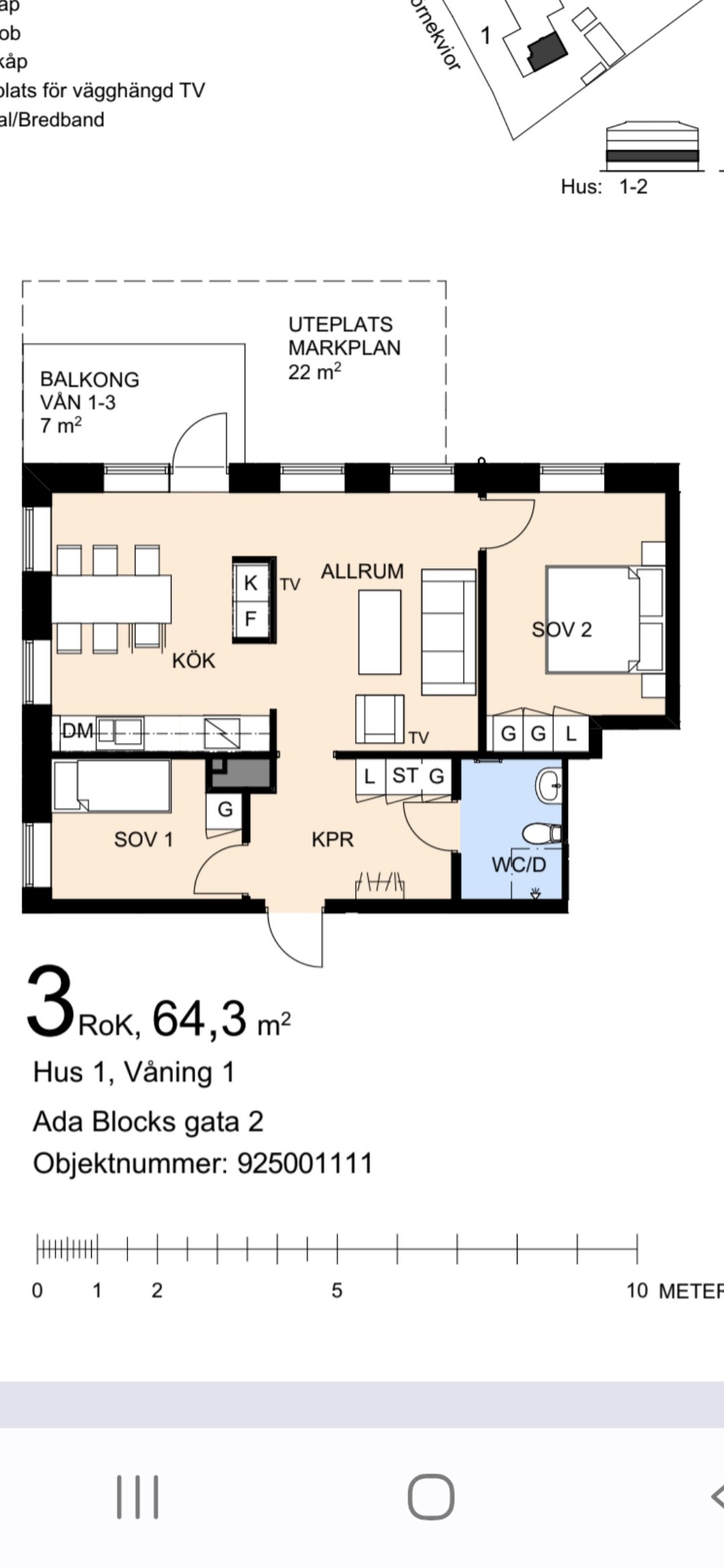 Lägenhet, 3 rooms, 65 sqm, Visby