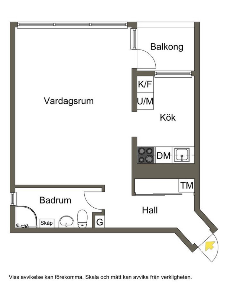 Lägenhet, 1 rooms, 43 sqm, Västra Frölunda