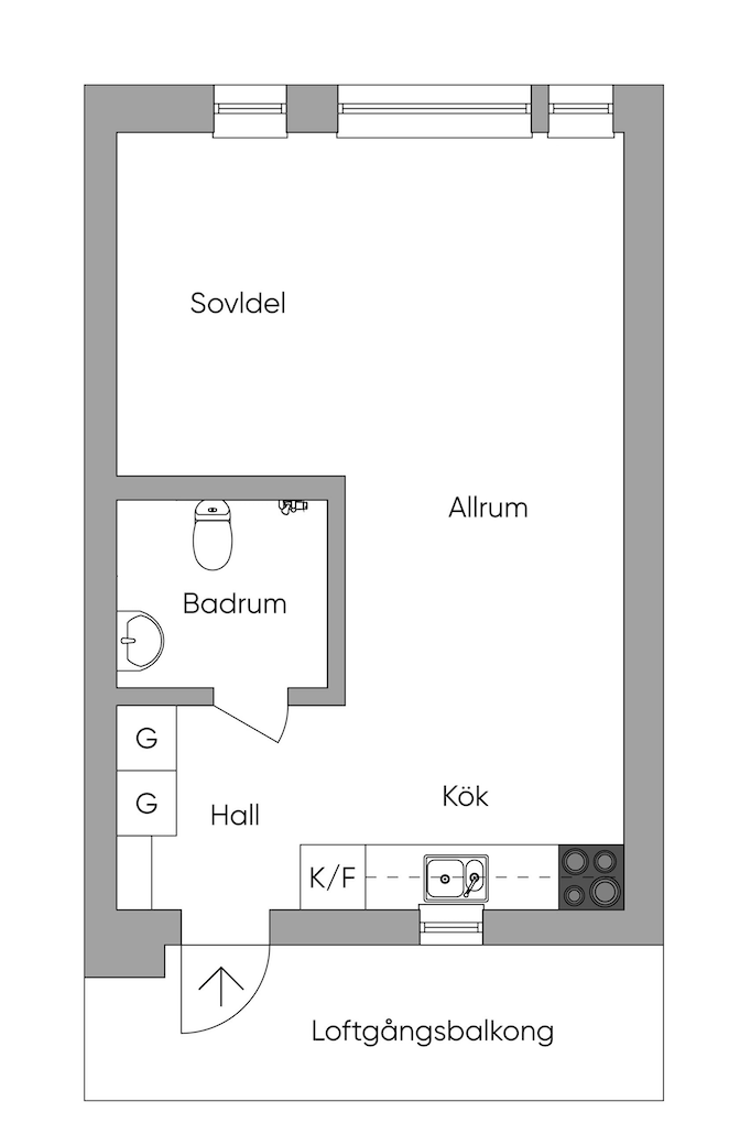 Lägenhet, 1 rooms, 31 sqm, Stockholm
