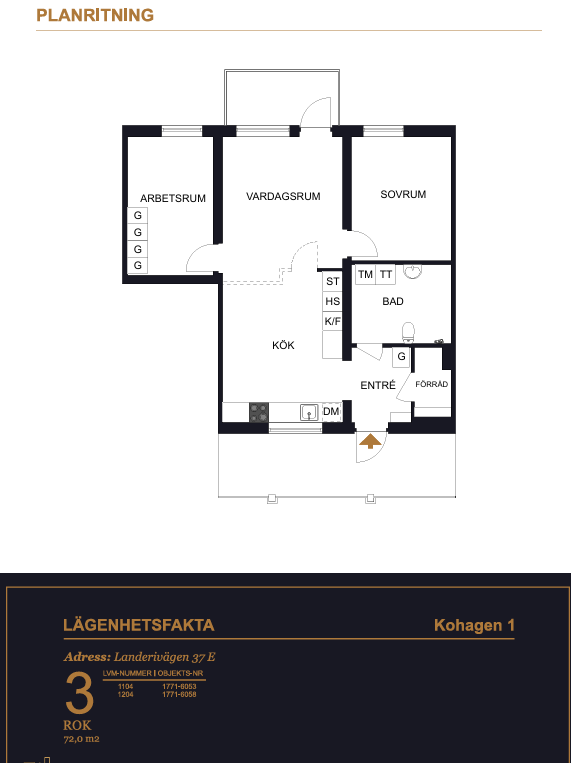 Lägenhet, 3 rooms, 72 sqm, Vänersborg