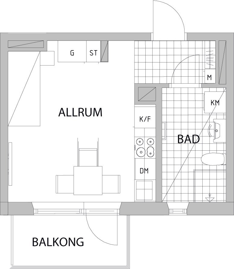 Lägenhet, 1 rooms, 27 sqm, Nacka