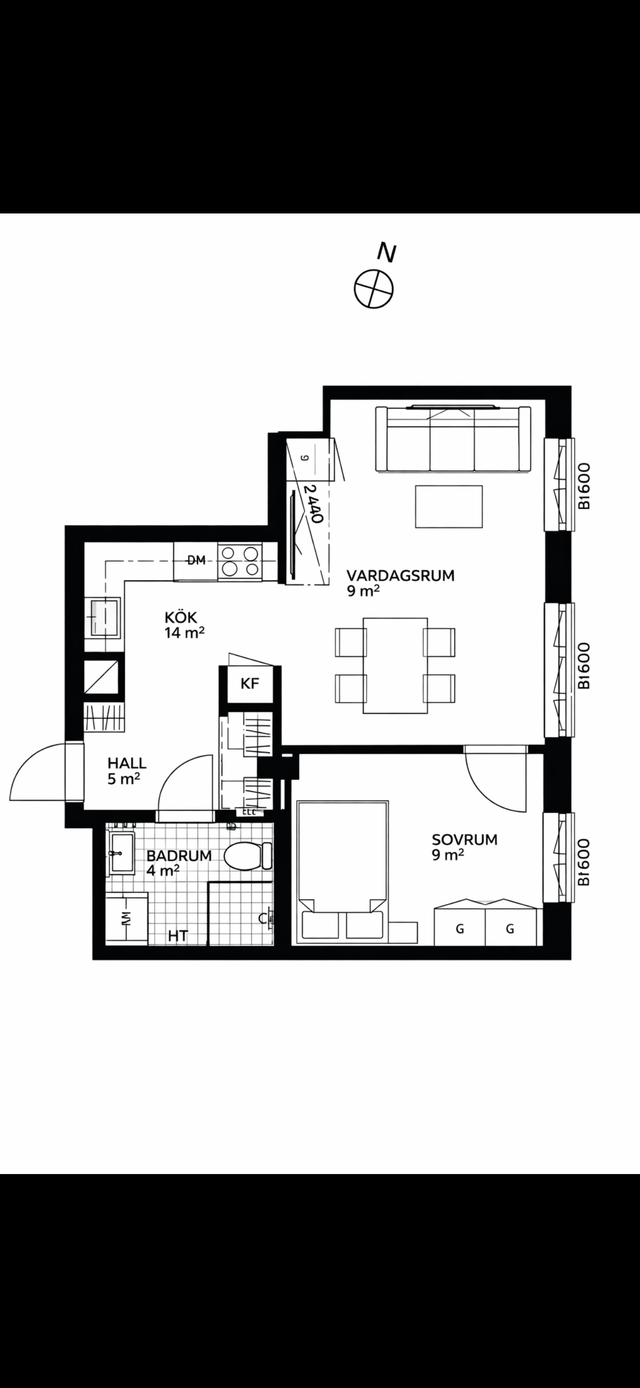 Lägenhet, 2 rum, 43 kvm, Solna