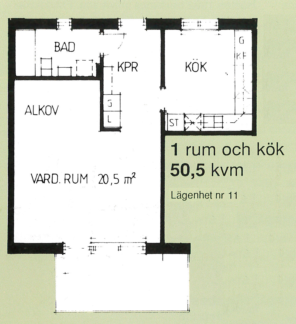 Lägenhet, 1 rooms, 50 sqm, Skellefteå