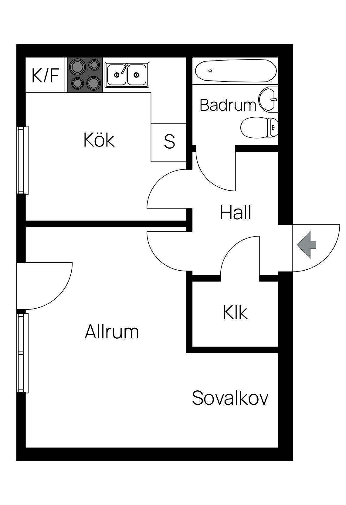 Lägenhet, 1 rooms, 41 sqm, Simrishamn