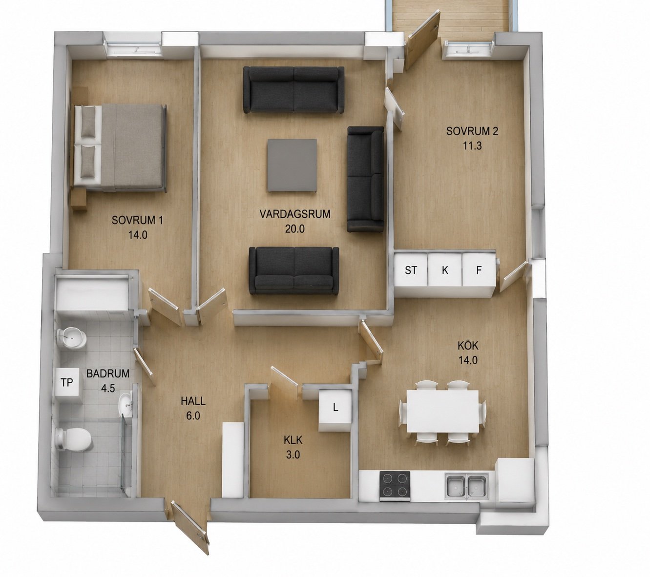 Lägenhet, 3 rooms, 80 sqm, Norsborg