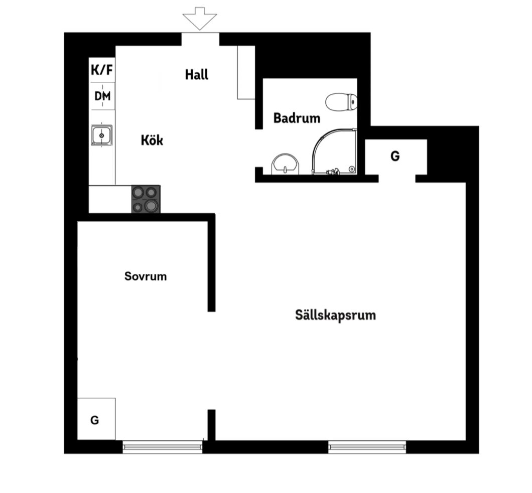 Lägenhet, 2 rum, 27 kvm, Stockholm