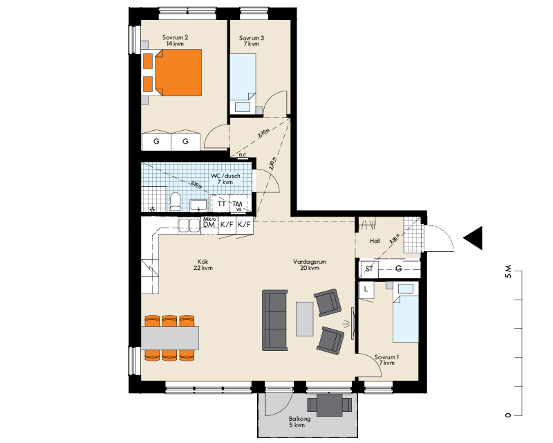 Lägenhet, 4 rooms, 89 sqm, Västerås