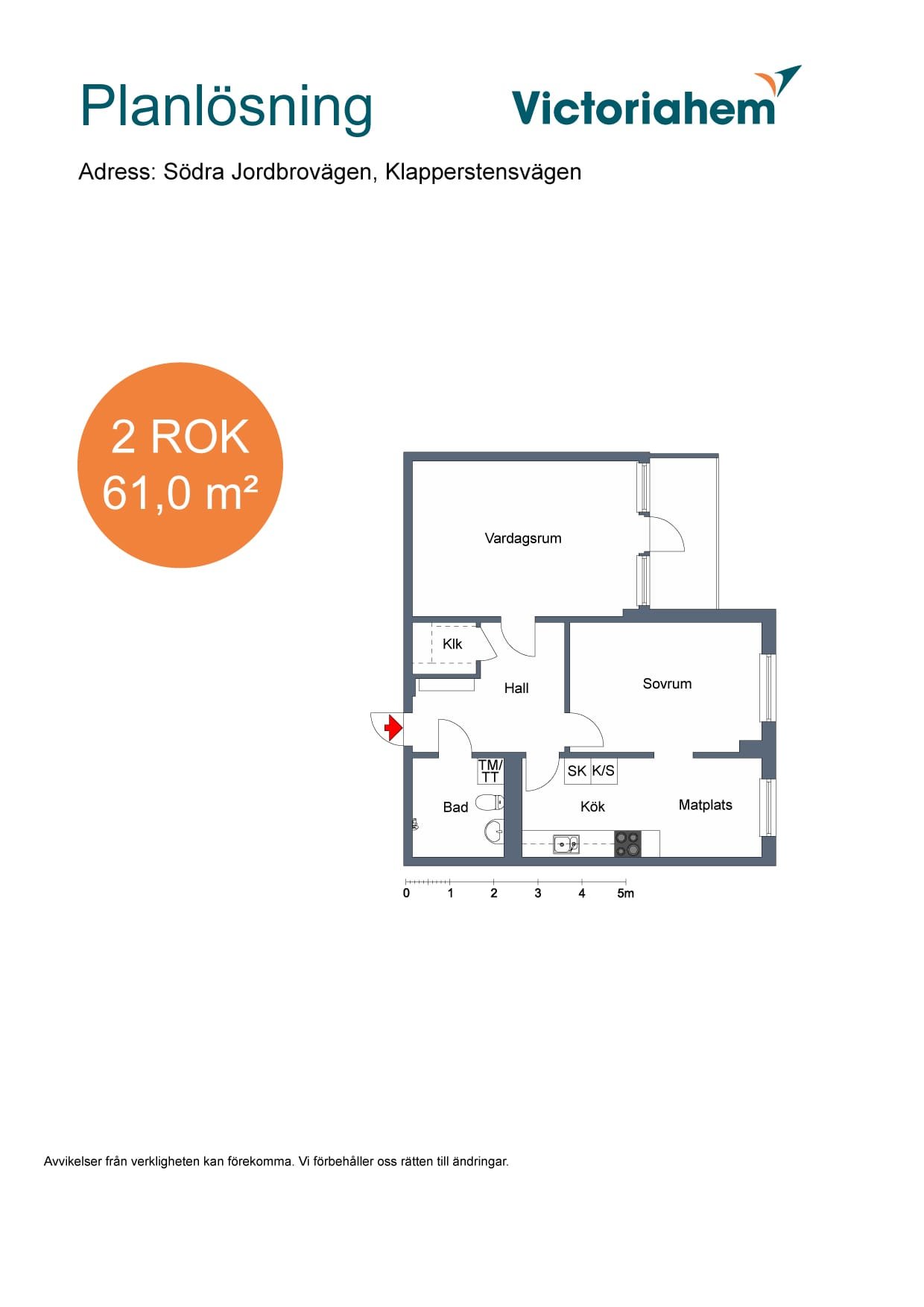 Lägenhet, 2 rooms, 62 sqm, Jordbro