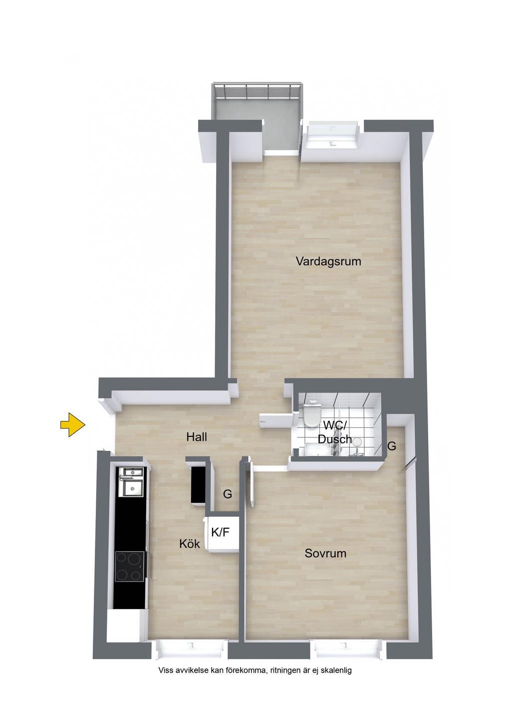 Lägenhet, 2 rum, 50 kvm, Uppsala