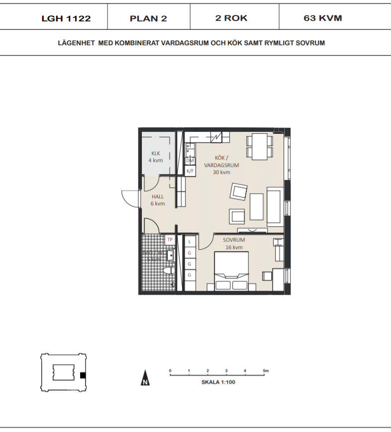 Lägenhet, 2 rooms, 63 sqm, Mariefred