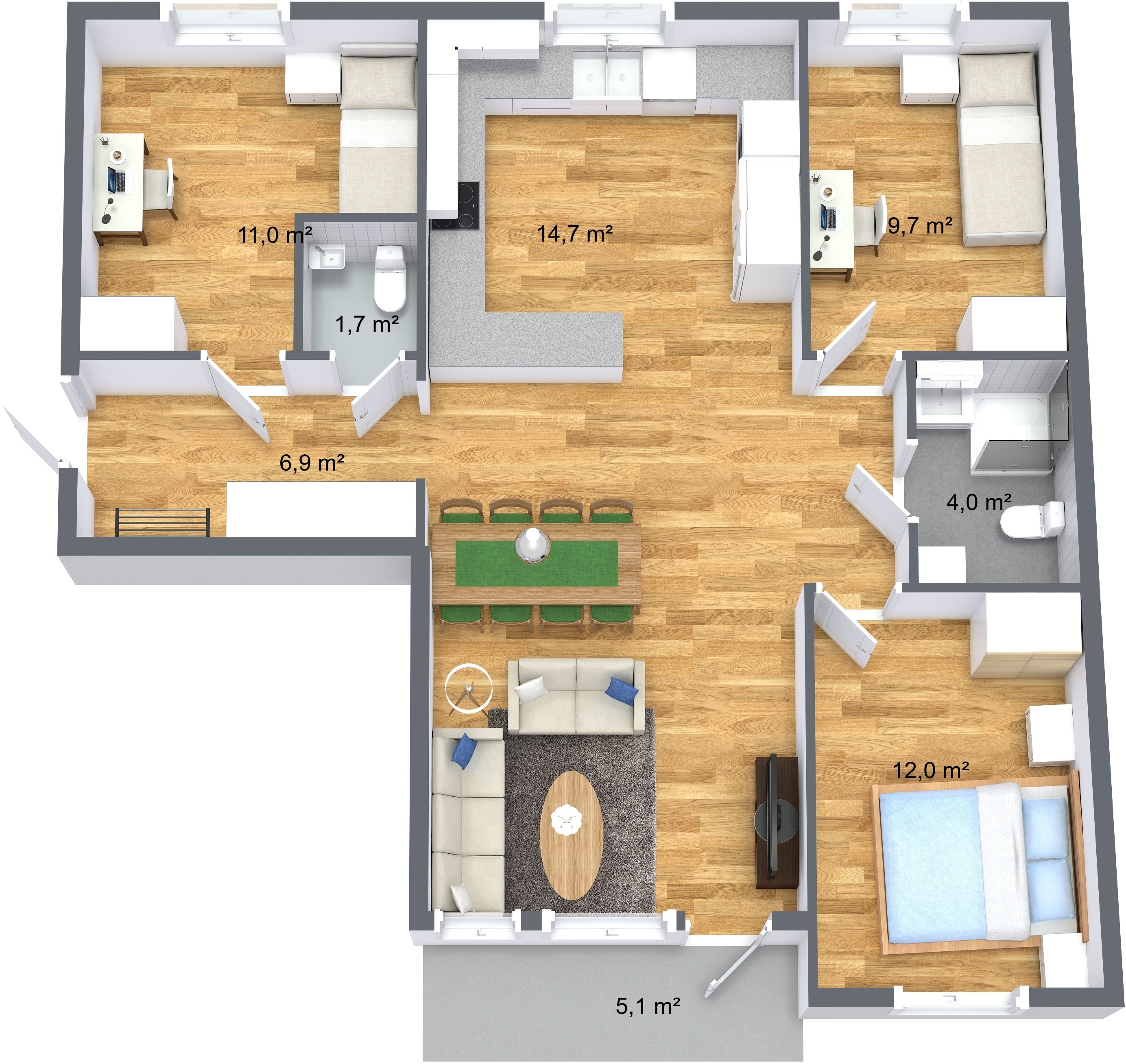 Lägenhet, 4 rooms, 100 sqm, Värnamo