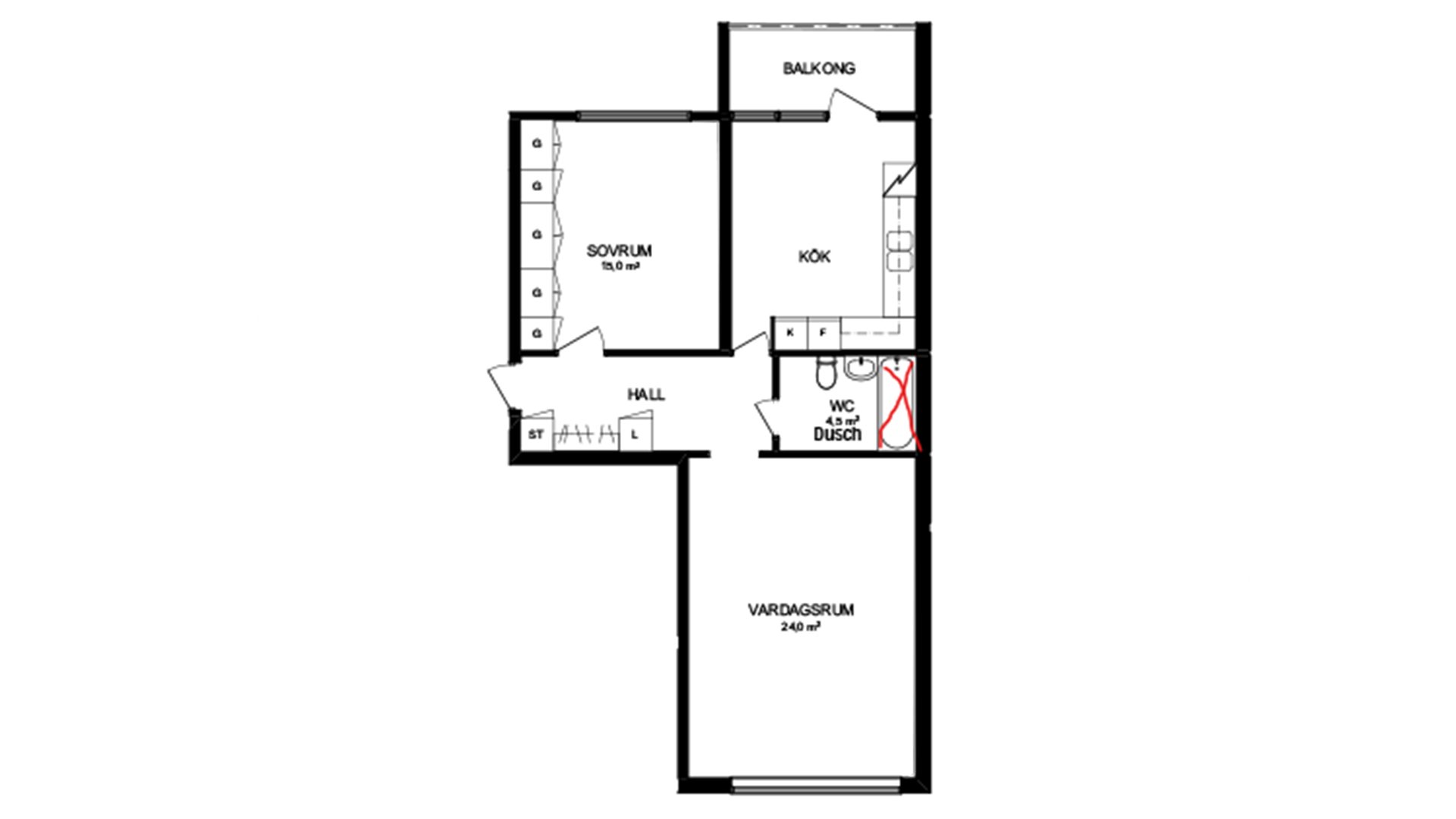 Lägenhet, 2 rum, 64 kvm, Västerås