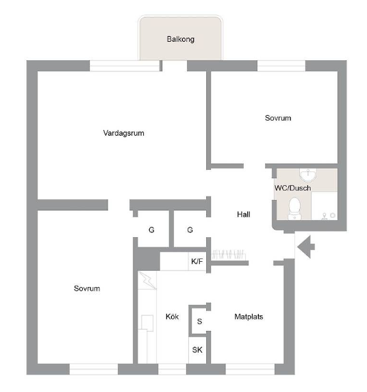 Lägenhet, 3 rum, 65 kvm, Göteborg