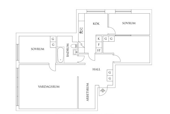 Lägenhet, 3 rum, 105 kvm, Göteborg