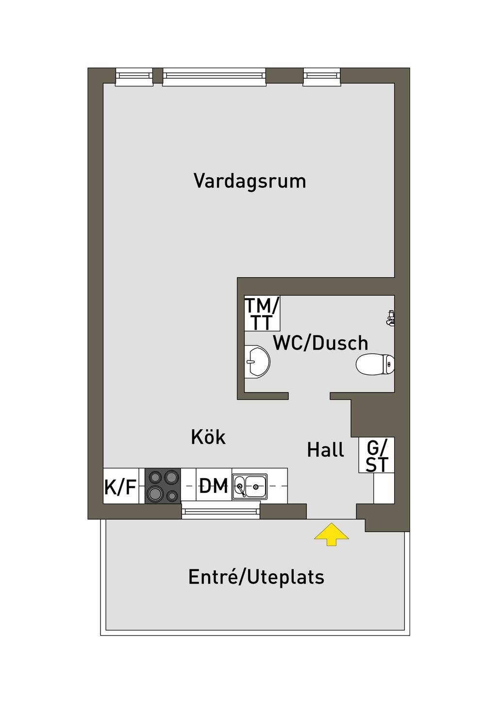 Lägenhet, 1 rooms, 31 sqm, Upplands Väsby
