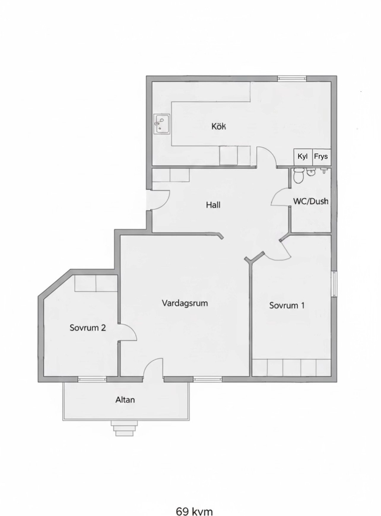 Lägenhet, 3 rooms, 69 sqm, Tenhult