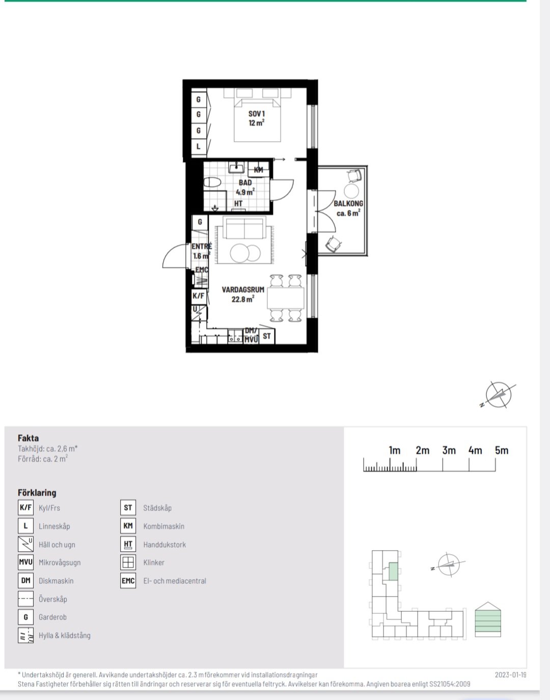 Lägenhet, 2 rooms, 43 sqm, Askim