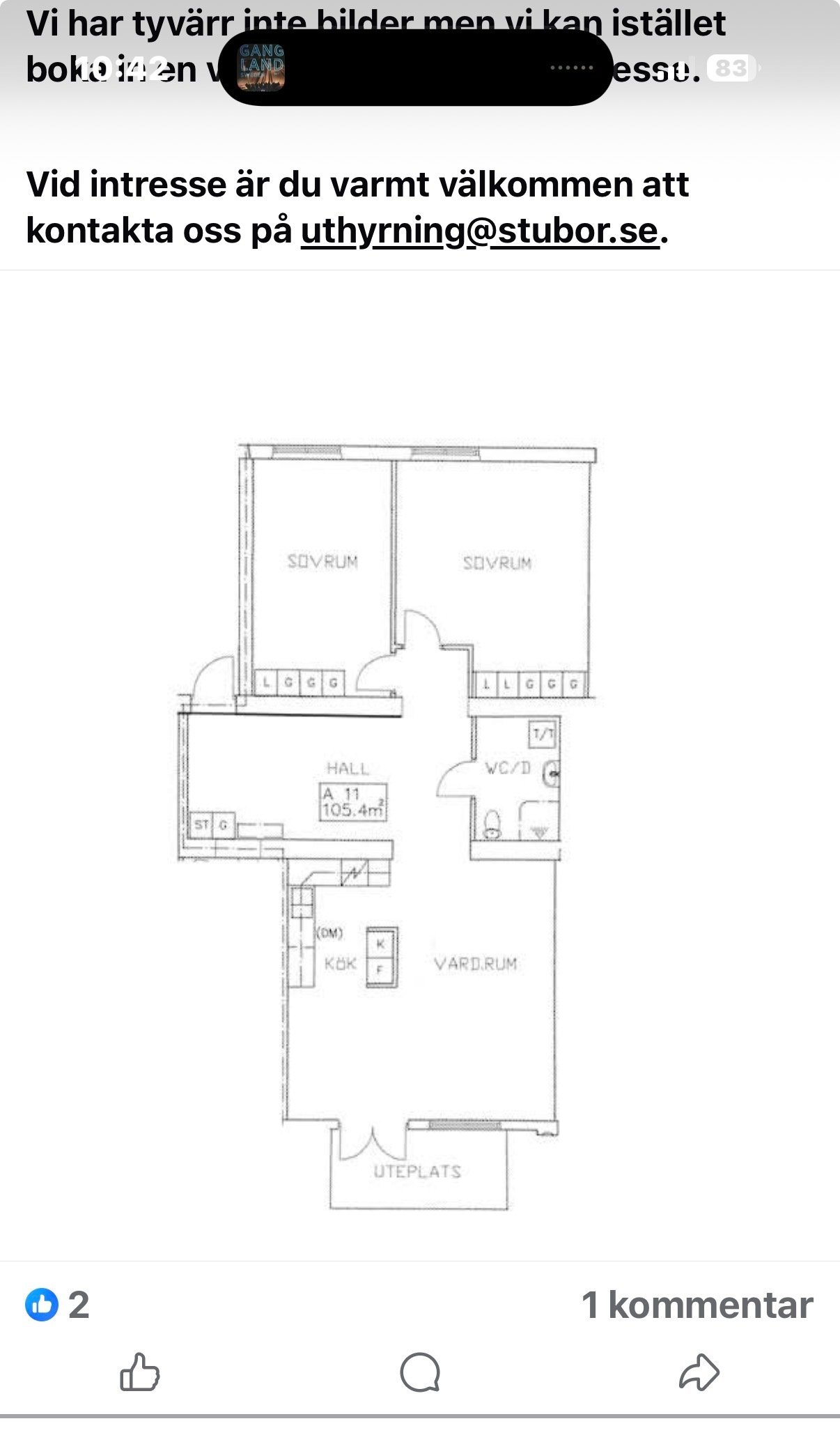 Lägenhet, 3 rooms, 105 sqm, Växjö