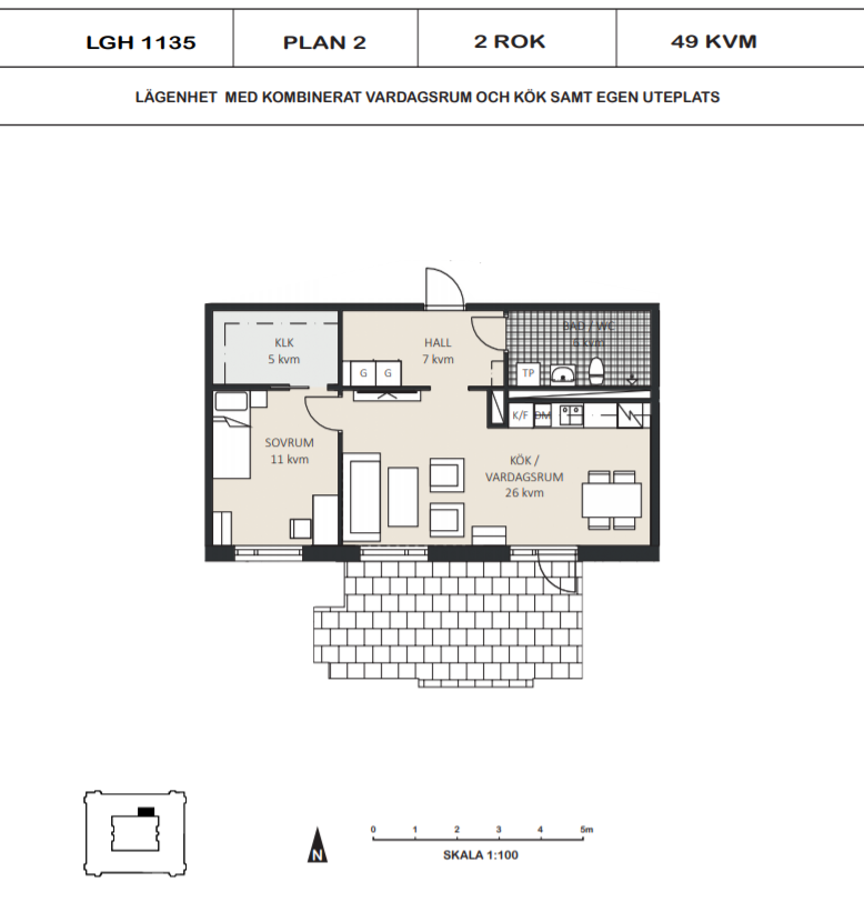 Lägenhet, 2 rooms, 49 sqm, Mariefred