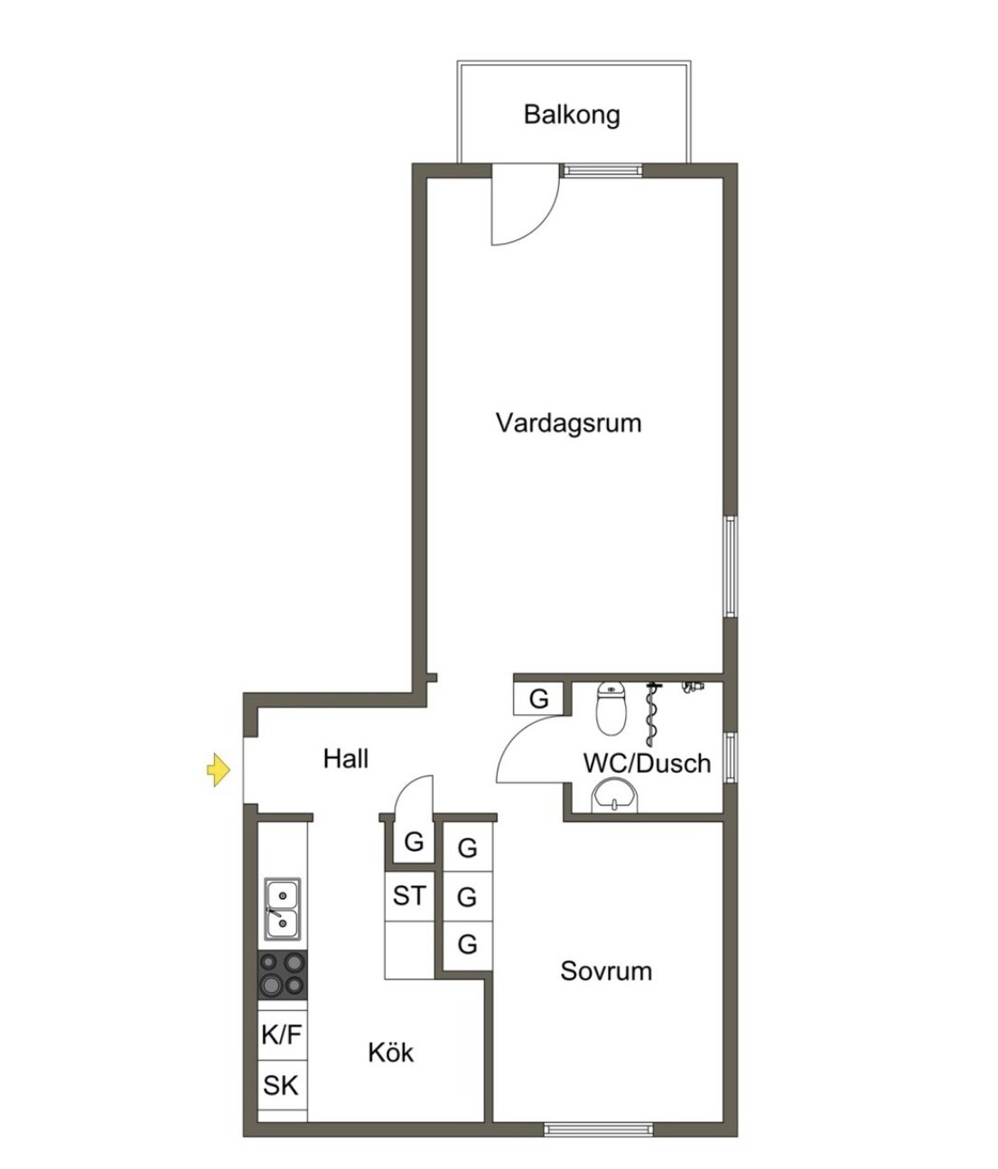 Lägenhet, 2 rooms, 52 sqm, Tystberga