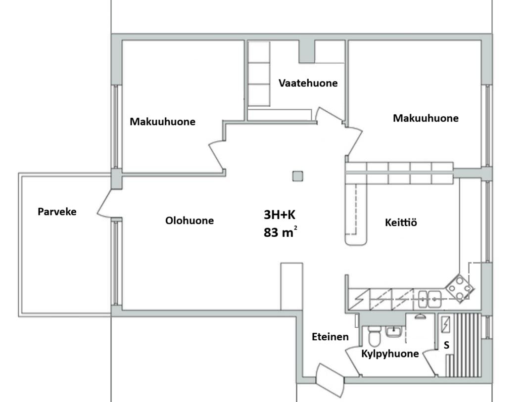 Saunallinen läpitalon kolmio metsän laidalla 2