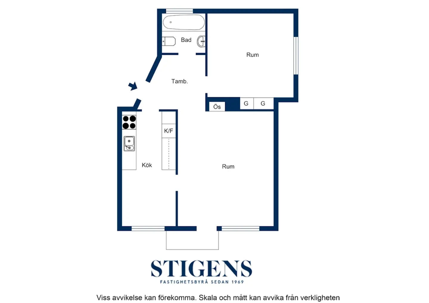 Lägenhet, 2 rooms, 45 sqm, Johanneshov
