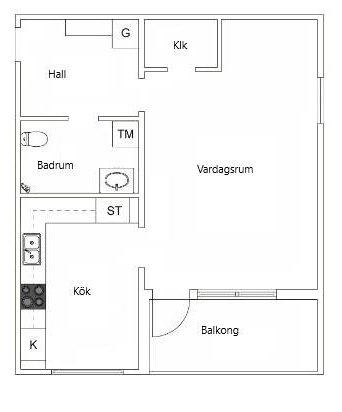 Lägenhet, 1 rooms, 40 sqm, Skellefteå
