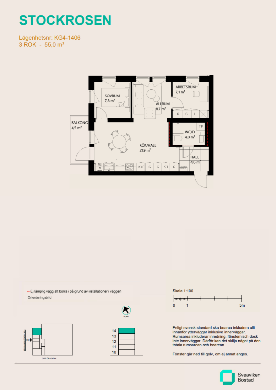 Lägenhet, 3 rooms, 55 sqm, Nyköping