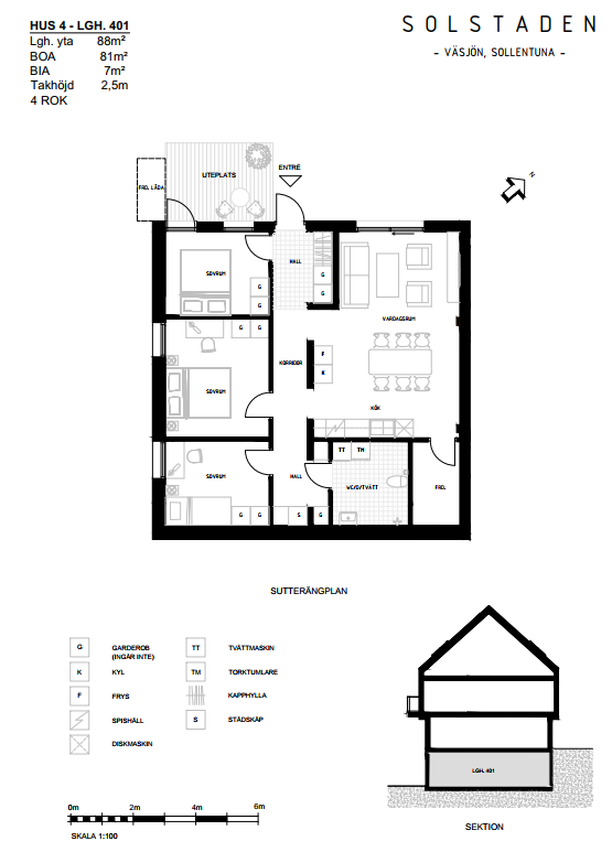 Lägenhet, 4 rooms, 88 sqm, Sollentuna
