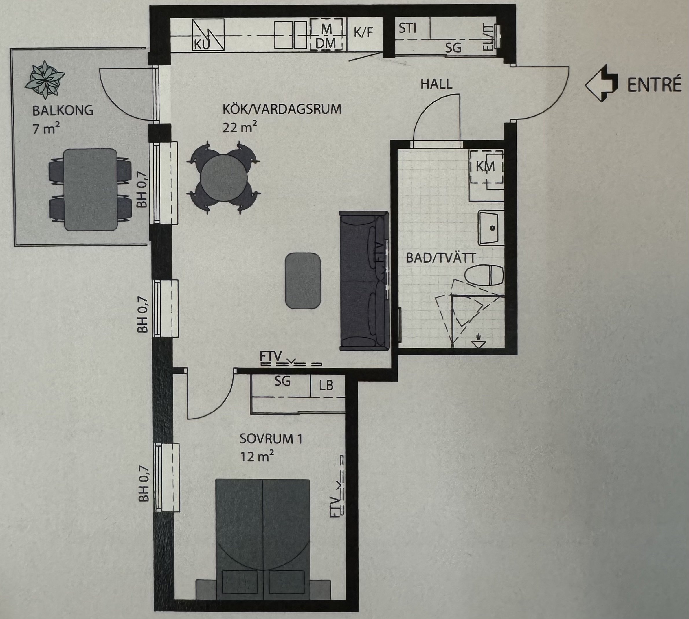 Lägenhet, 2 rooms, 45 sqm, Mölndal
