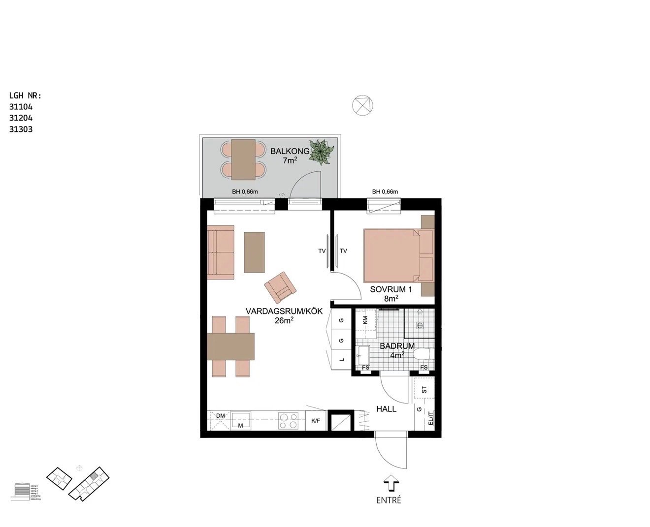 Lägenhet, 2 rooms, 44 sqm, Uppsala