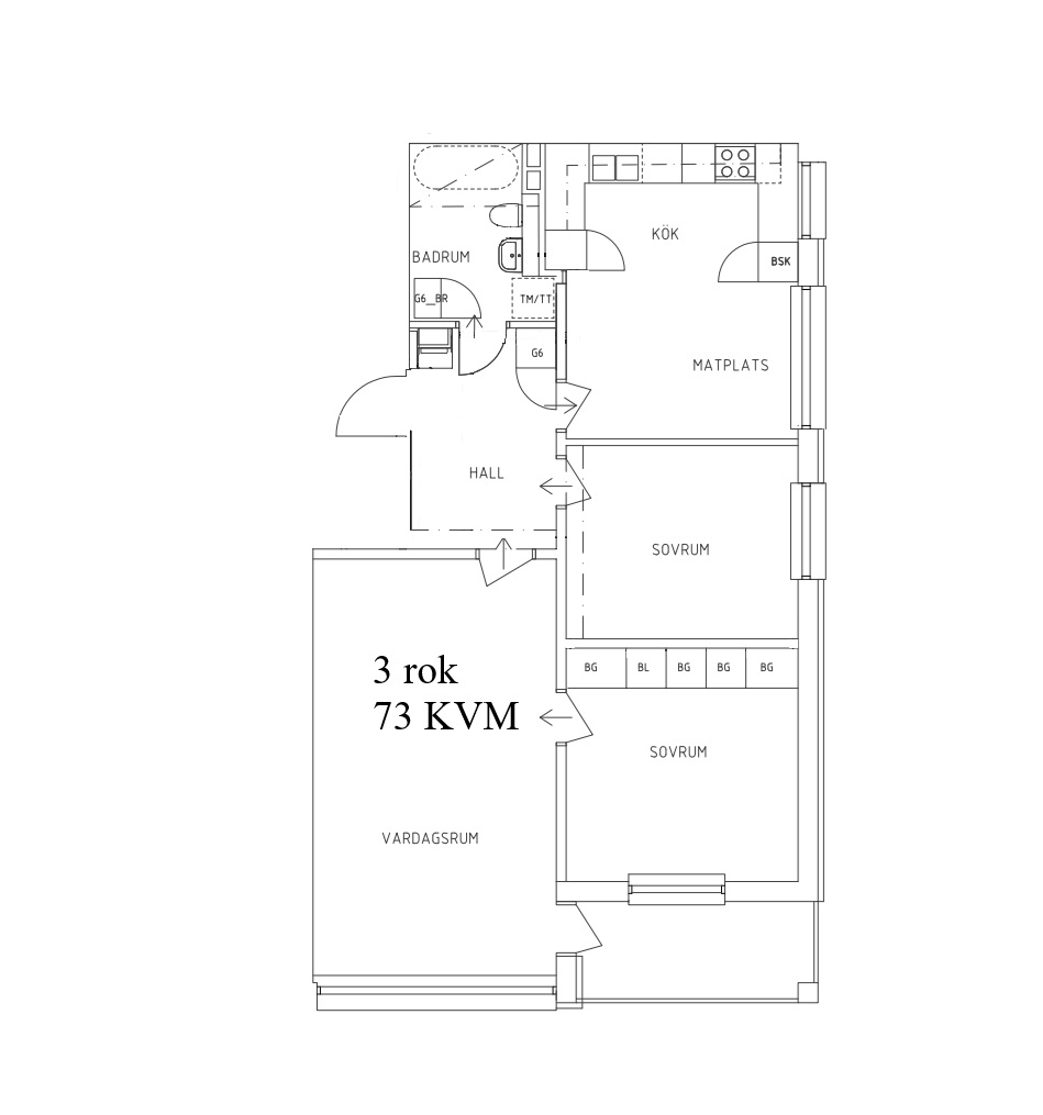 Lägenhet, 3 rooms, 73 sqm, Sigtuna