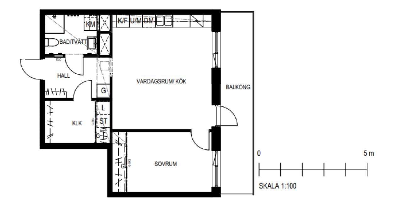 Lägenhet, 2 rooms, 55 sqm, Hovås