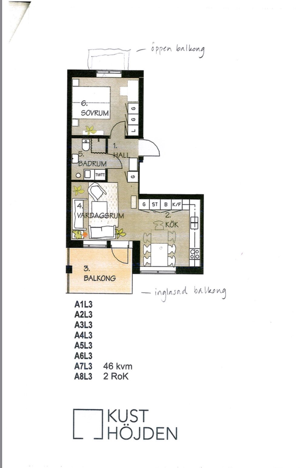 Lägenhet, 2 rooms, 46 sqm, Örnsköldsvik