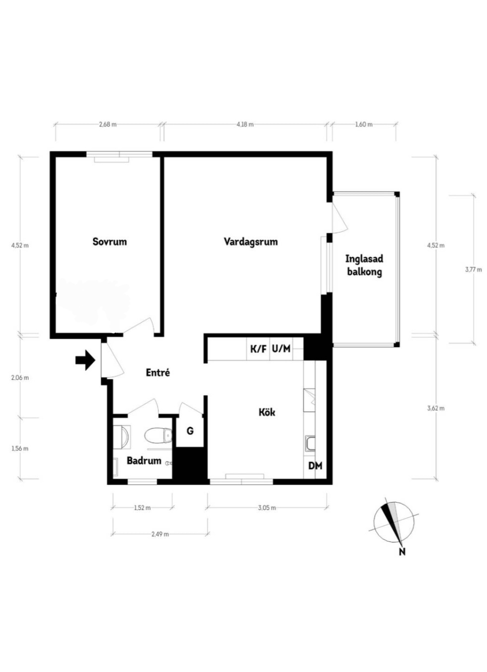 Lägenhet, 2 rum, 50 kvm, Göteborg