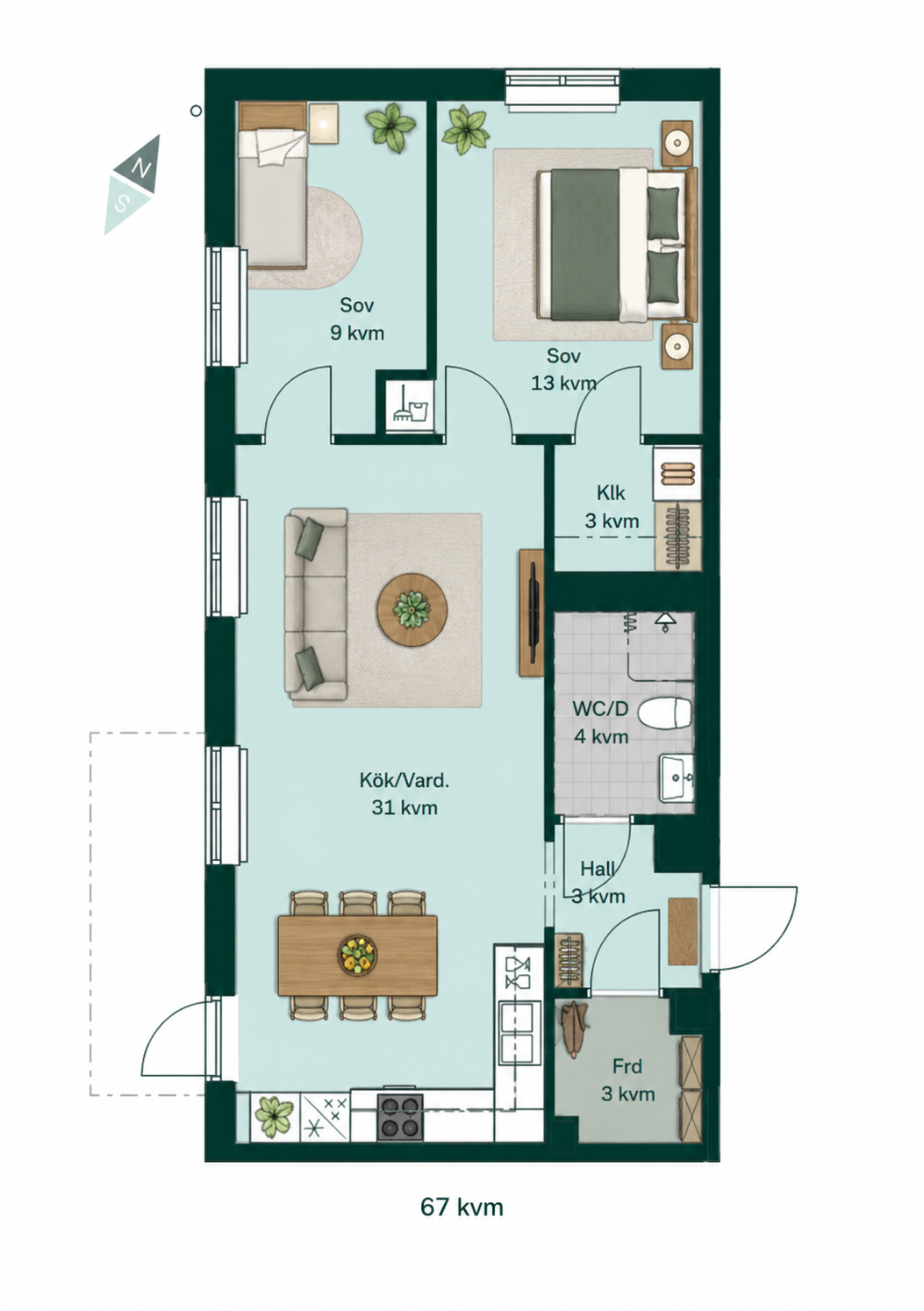 Lägenhet, 2 rooms, 67 sqm, Sigtuna