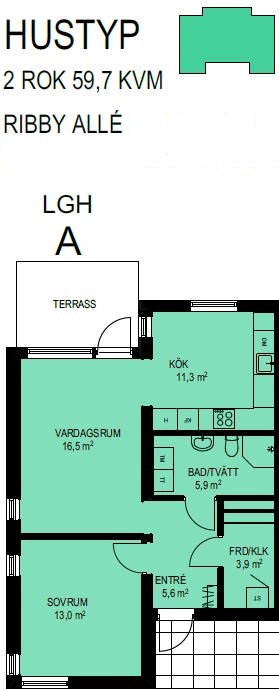 Lägenhet, 2 rooms, 59 sqm, Stockholm
