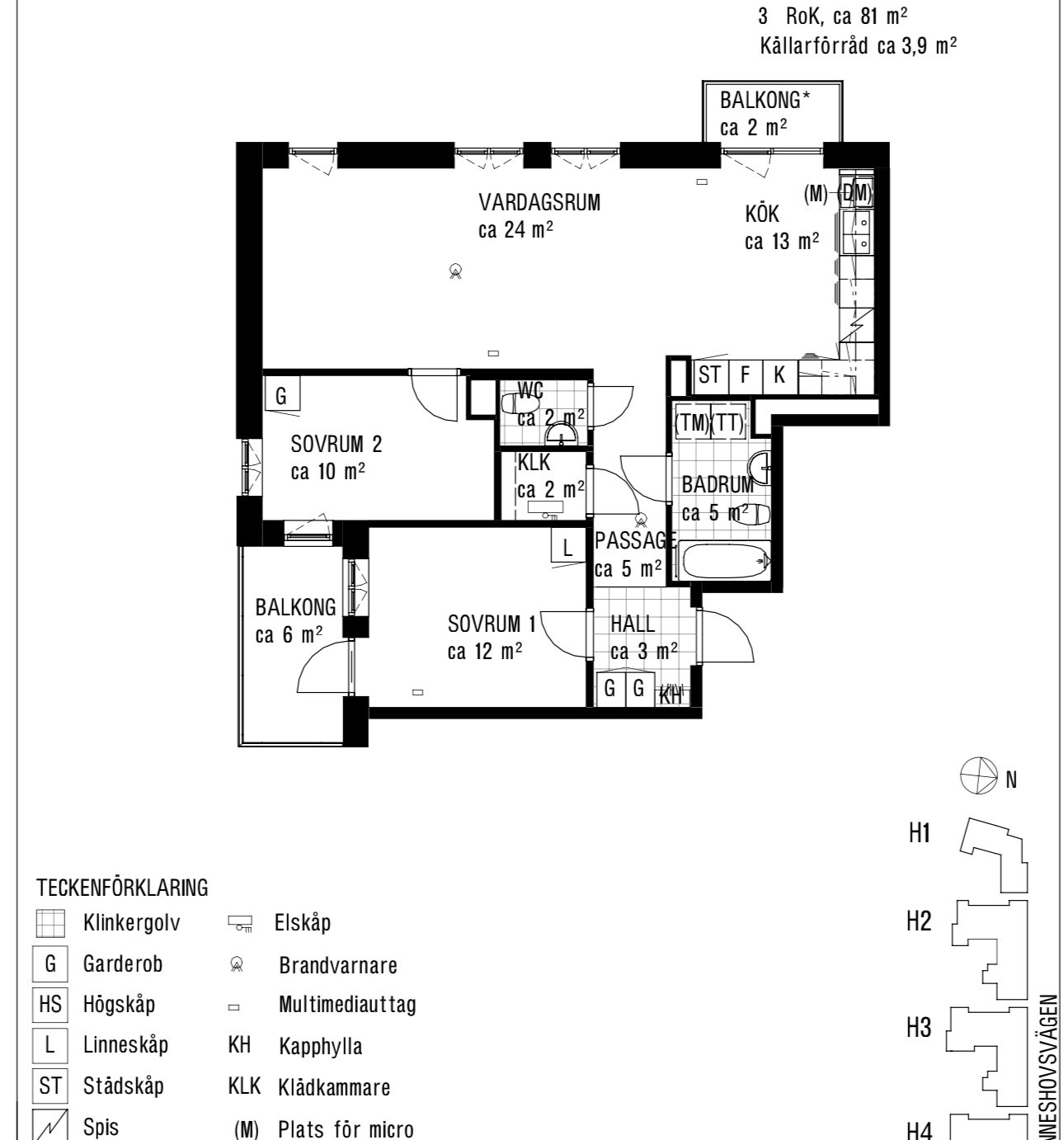 Lägenhet, 3 rooms, 81 sqm, Enskede Gård