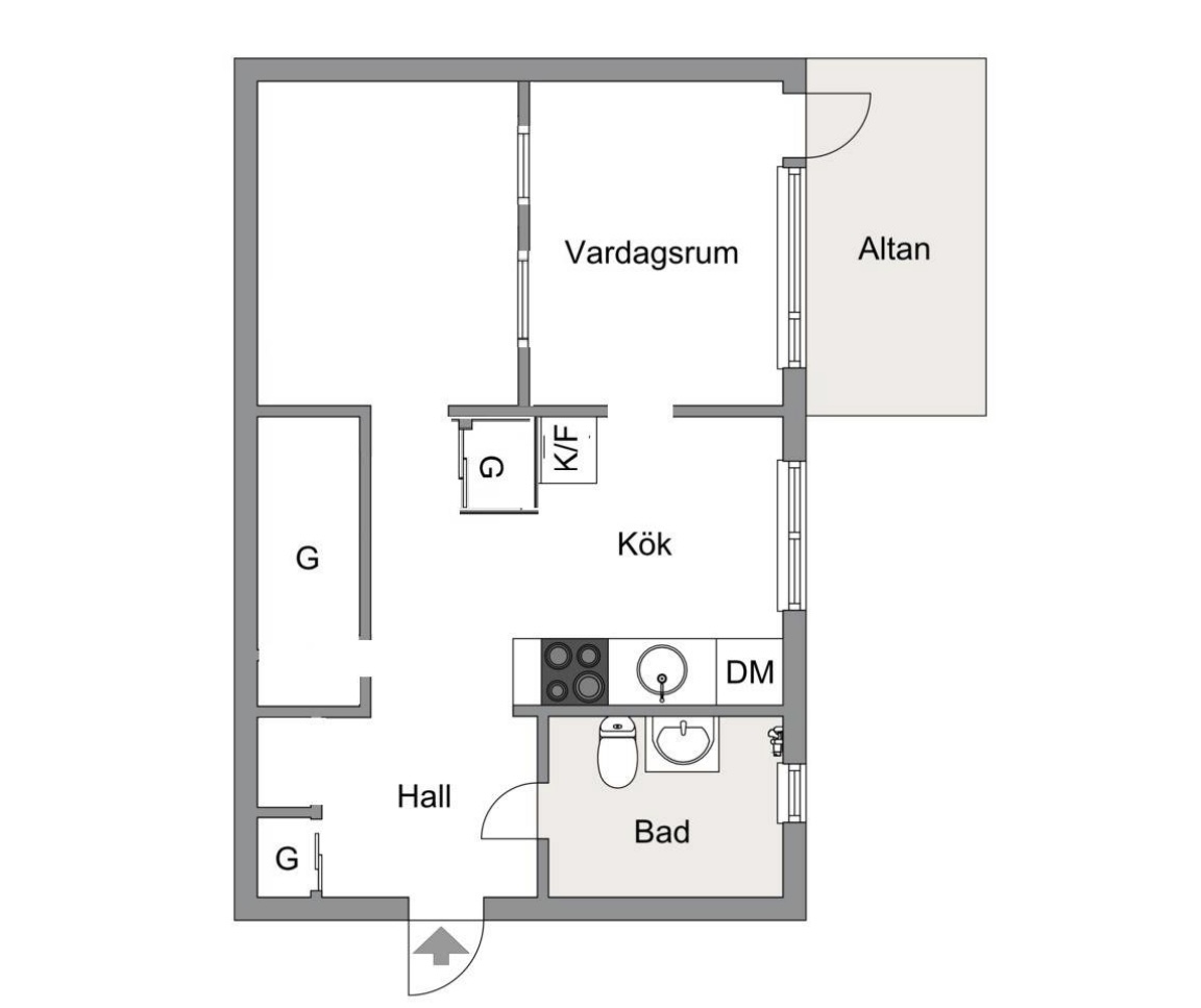 Lägenhet, 2 rooms, 54 sqm, Kista