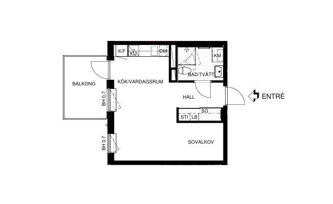 Lägenhet, 2 rooms, 33 sqm, Mölndal