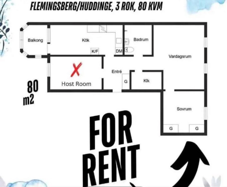 Lägenhet, 3 rooms, 80 sqm, Huddinge