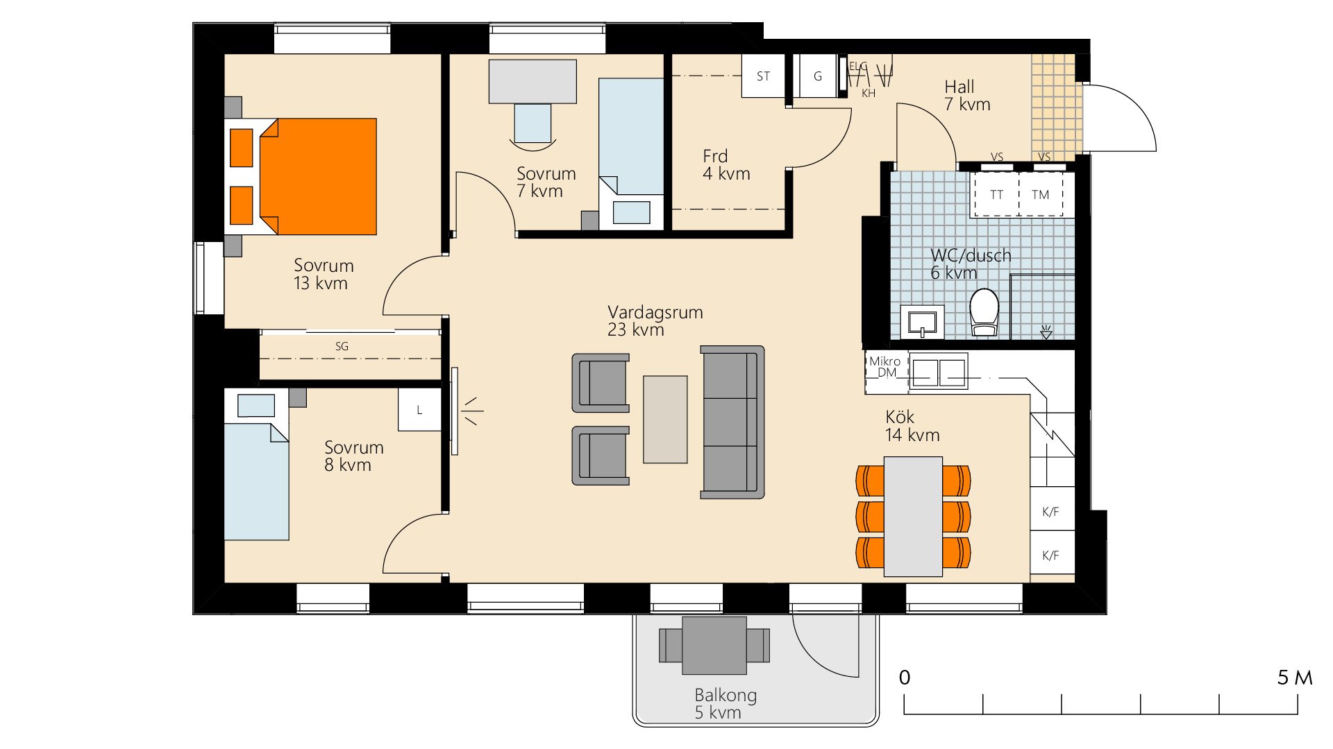 Lägenhet, 4 rum, 84 kvm, Västerås