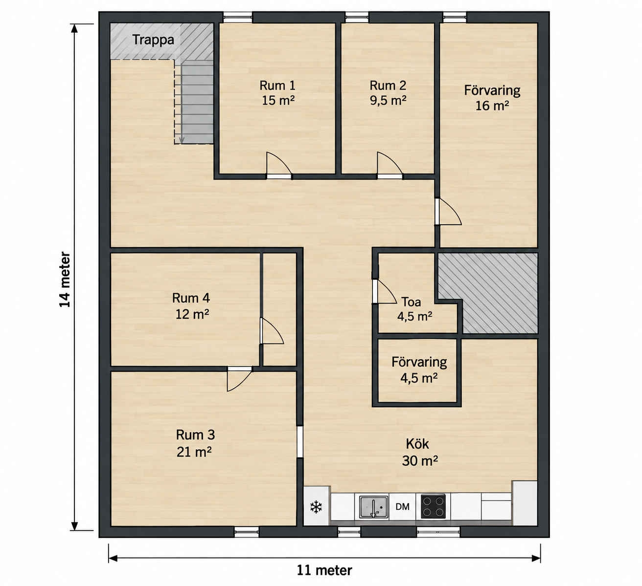 Lägenhet, 4 rooms, 150 sqm, Hässleholm