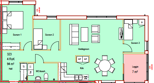 Lägenhet, 4 rooms, 94 sqm, Norrköping