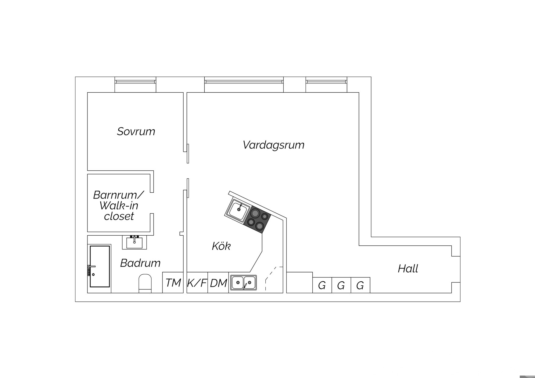 Lägenhet, 2 rum, 56 kvm, Stockholm