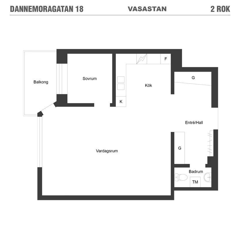 Lägenhet, 2 rooms, 37 sqm, Stockholm